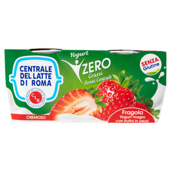 Centrale del Latte di Roma Zero Grassi Fragola Yogurt magro con frutta in pezzi 2 x 125 g