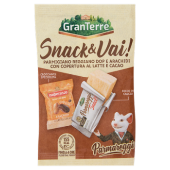 Parmareggio Snack & Vai! Parmigiano Reggiano DOP e Arachidi Con Copertura Al Latte e Cacao 32 g