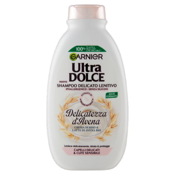Garnier Ultra Dolce Shampoo Delicatezza D'Avena capelli delicati Crema di riso e latte d'avena 300ml