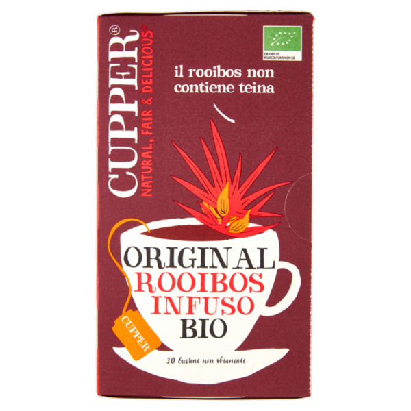 CUPPER Infuso Biologico Rooibos, Antiossidante, Senza Teina, Senza Caffeina, 20 Bustine 40 g