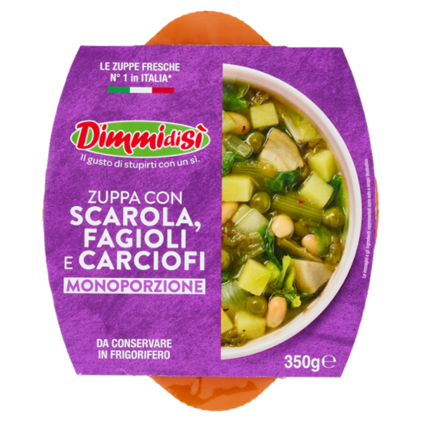 DimmidiSì Zuppa con Scarola, Fagioli e Carciofi Monoporzione 350 g
