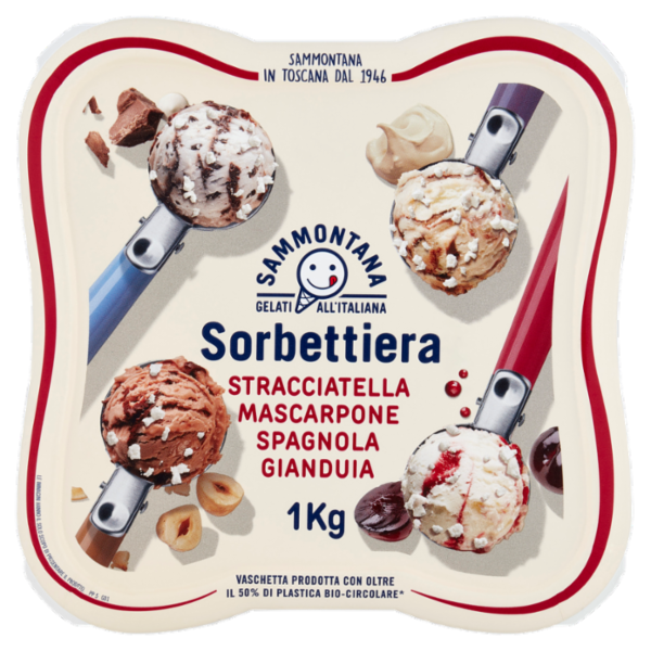 Sammontana Sorbettiera Stracciatella, Mascarpone, Spagnola, Gianduia 1 Kg