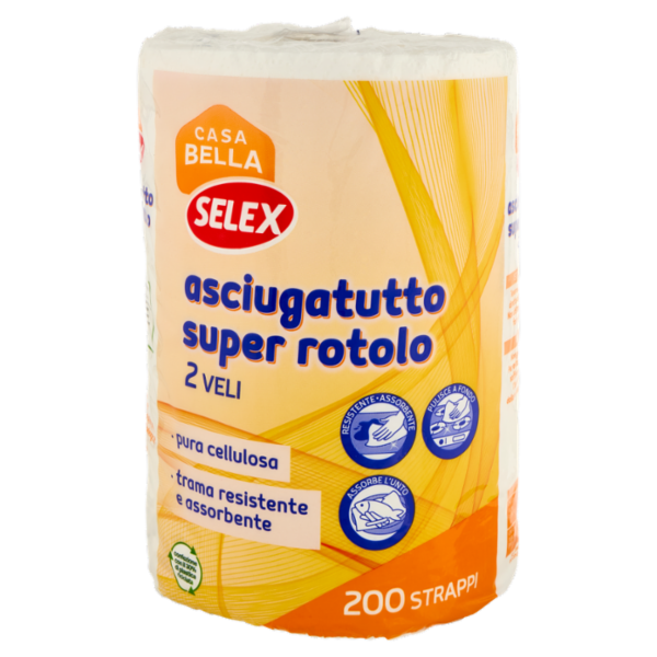 Selex Casa Bella Asciugatutto 2 Veli Super Rotolo 200 Strappi