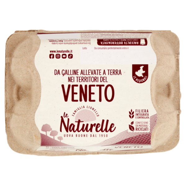 le Naturelle Le Regionali Veneto 6 Uova Grandi Fresche da Allevamento a Terra