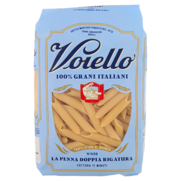 Voiello Pasta La Penna Doppia Rigatura N°152 grani 100% italiani Trafilata bronzo 500g
