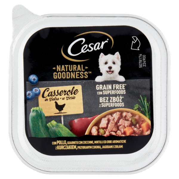 Cesar Natural Goodness Casserole Cibo Umido Cane con Pollo Zucchine Mirtilli e Erbe 100 g