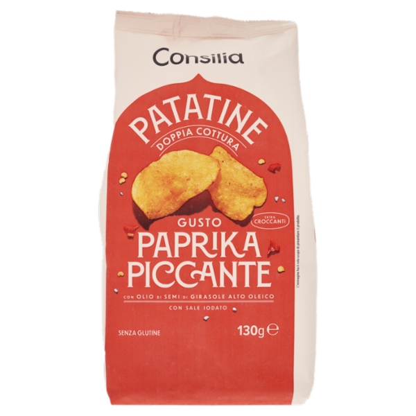 Consilia Optima Patatine Doppia Cottura Gusto Paprika Piccante 130 g