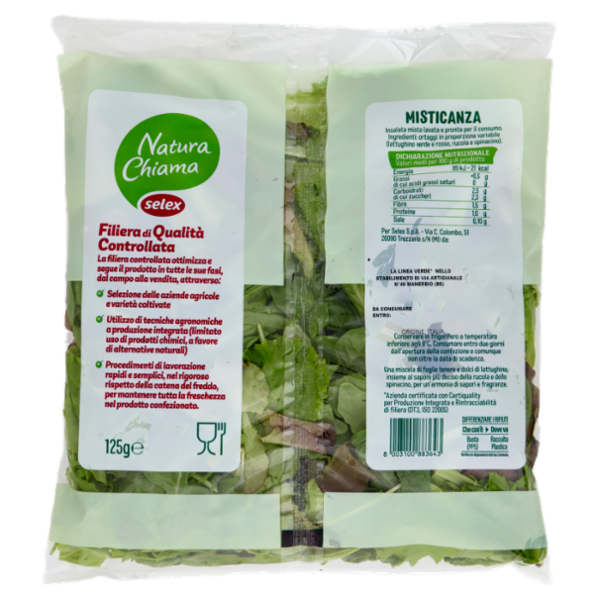 Selex Natura Chiama Misticanza Lavata e Pronta per il Consumo 125 g