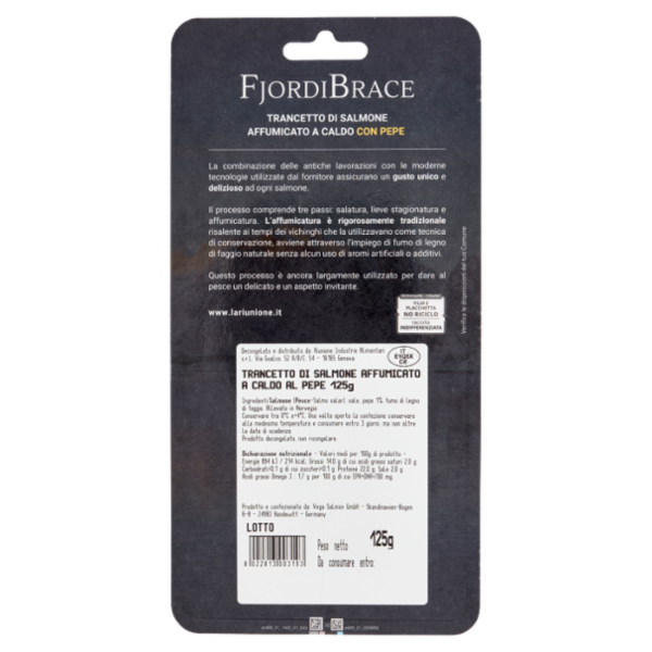 Riunione FjordiBrace Trancetto di Salmone Affumicato a Caldo 125 g