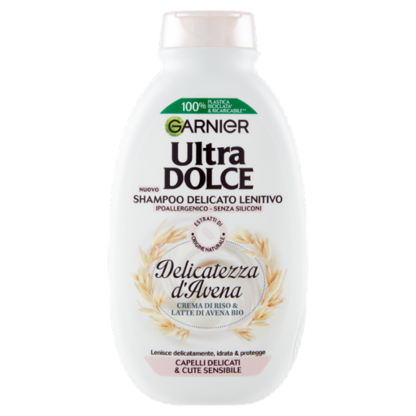 Garnier Ultra Dolce Shampoo Delicatezza D'Avena per capelli delicati- con crema di riso, 250 ml