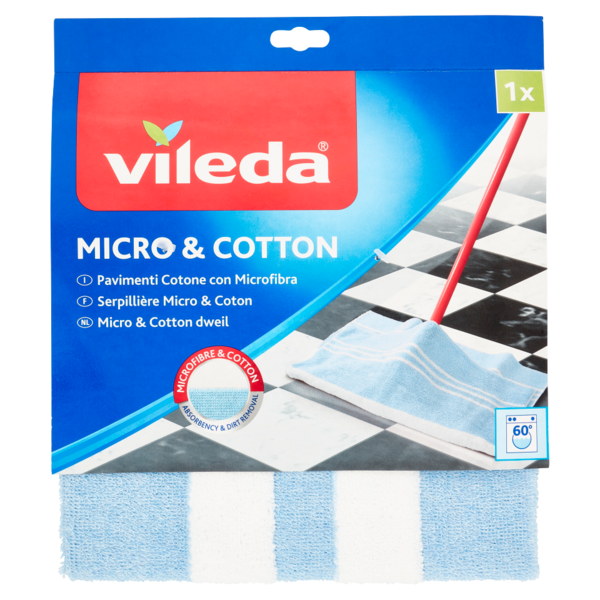 Vileda Panno pavimenti in Cotone + MF, ideale per rimuovere anche lo sporco più difficile 1 pz