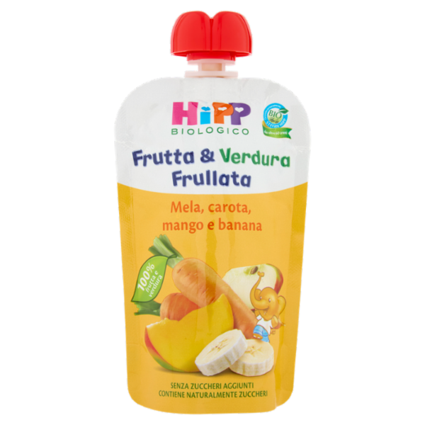 HiPP Biologico Frutta & Verdura Frullata Mela, carota, mango e banana 90 g