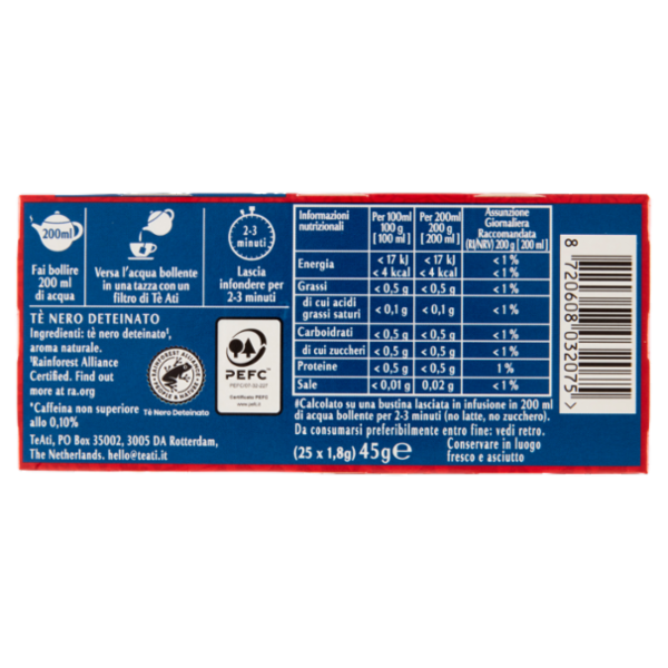 TèAti Deteinato Tè Nero 25 x 1,8 g