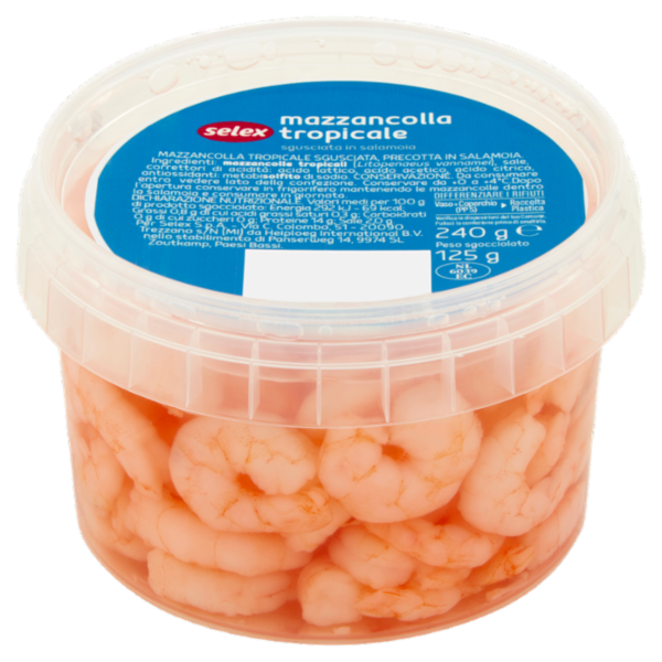 Selex Mazzancolle Tropicali Sgusciate in Salamoia 125 g