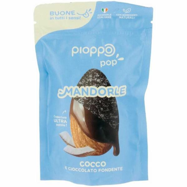 MANDORLE ITALIANE RICOPERTE AL CIOCCOLATO FONDENTE E COCCO PIOPPO GR.100