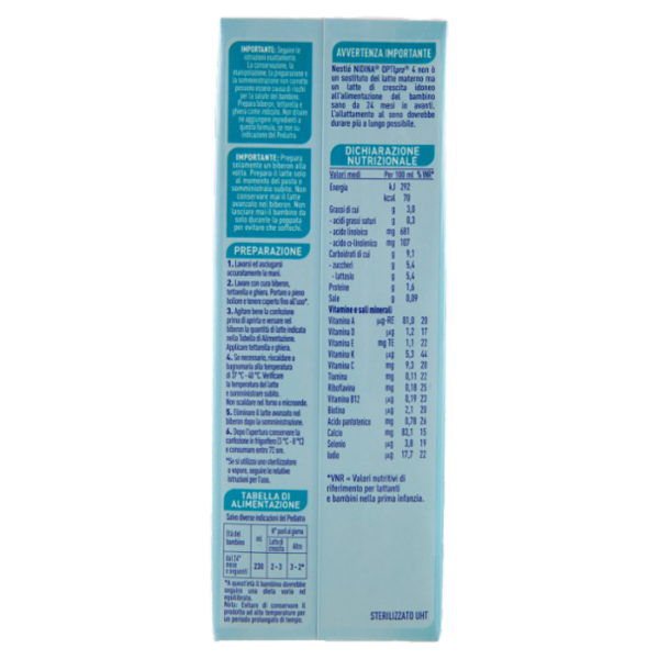 NESTLÉ NIDINA Optipro 4 Latte di crescita liquido per bambini da 2 anni Brick 1L