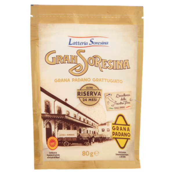 Gran Soresina Grana Padano DOP Grattugiato Riserva Oltre 24 Mesi 80 g