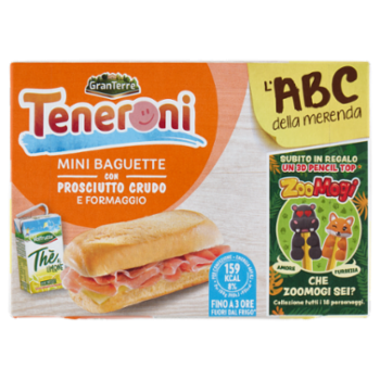 Teneroni L'ABC Della Merenda Mini Baguette Con Prosciutto Crudo e Formaggio