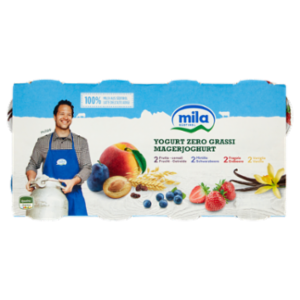 Mila Yogurt Zero Grassi 2 Frutta e Cereali - 2 Mirtillo - 2 Fragola - 2 Vaniglia 8 x 125 g