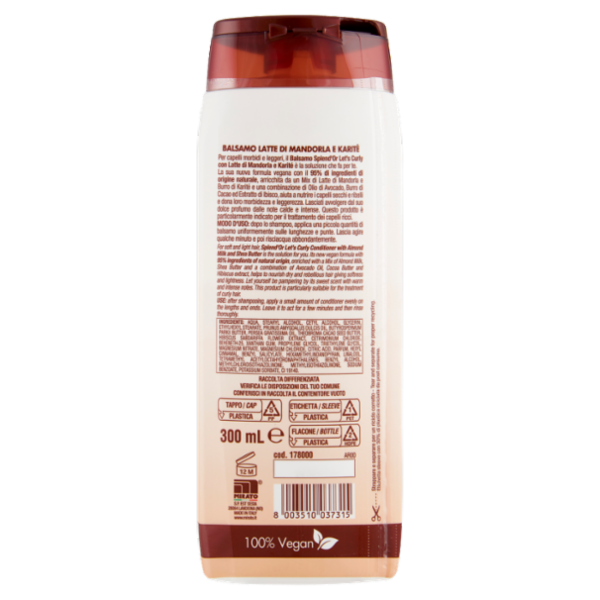 Splend'Or Balsamo Latte di Mandorla e Karité Let's Curly! Nutriente 300 mL