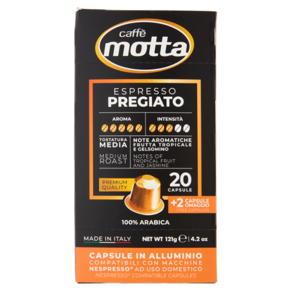 caffè motta Espresso Pregiato Capsule in Alluminio Compatibili con Macchine Nespresso 22 x 5,5 g
