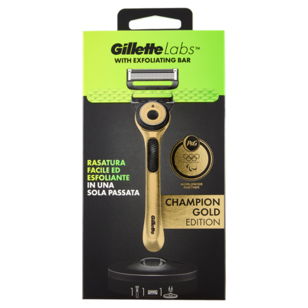 Gillette Labs Rasoio da Uomo Champion Gold Edition, 1 Manico + 1 Lametta + 1 Base