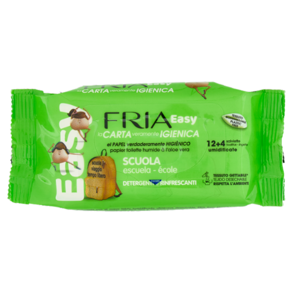 Fria Easy la Carta veramente Igienica Scuola salviette umidificate Detergenti e Rinfrescanti 12+4 pz