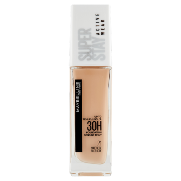 Maybelline New York Fondotinta Liquido SuperStay 30H Active Wear, Nude Beige (21), 30 ml