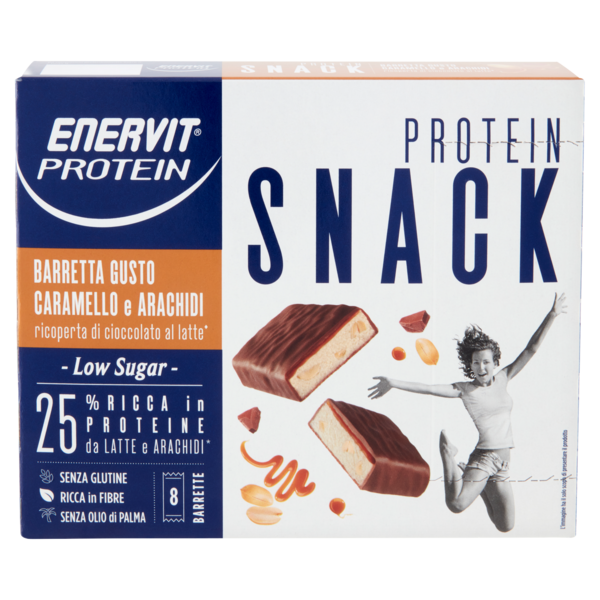 Enervit Protein Low Sugar Protein Snack Barretta Gusto Caramello e Arachidi 8 x 31 g