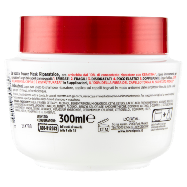 L'Oréal Paris Maschera Capelli Elvive Total Repair 5, Ricostituente per Capelli Sciupati 300 ml