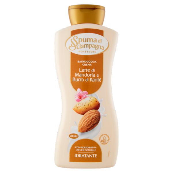 Spuma di Sciampagna Benessere Idratante Bagnodoccia Crema Latte di Mandorla e Burro di Karitè 500 ml