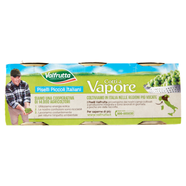 Valfrutta Cotti a Vapore Piselli Piccoli Italiani 3 x 150 g