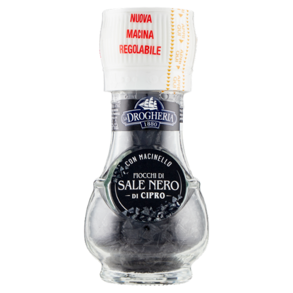 La Drogheria 1880 Fiocchi di Sale Nero di Cipro con Macinello 50 g