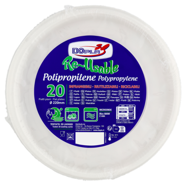DOpla Re-Usable Polipropilene Piatti piani Ø 220mm 20 pz