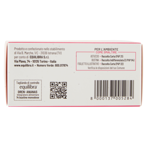 equilibra Dren-Ananas Inestetismi della Cellulite 14 Bustine Monodose 56 g