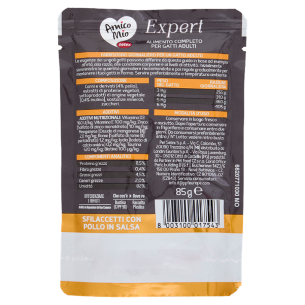 Selex Amico Mio Expert Gatto Sfilaccetti con Pollo in Salsa 85 g