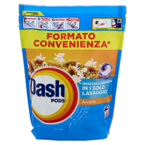 Dash Pods Detersivo Lavatrice In Capsule, Ambra, 50 Lavaggi 955 g