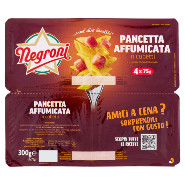 Negroni Pancetta Affumicata in cubetti 4 x 75 g