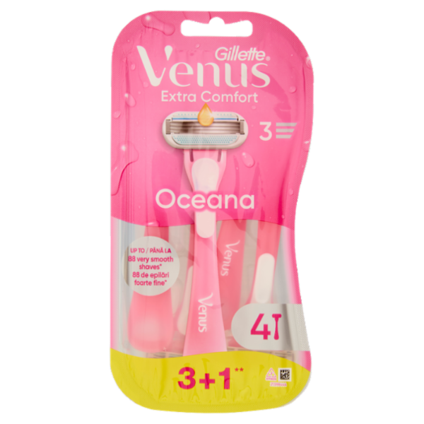 Gillette Venus Extra Comfort Oceana Rasoio Donna Usa e Getta a 3 Lame 3 Rasoi + 1 = 4 Rasoi