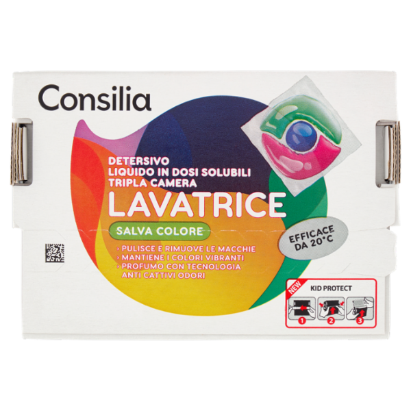 Consilia Detersivo Lavatrice Liquido Conc. per Capi Colorati 24 Capsule Idrosolubili 336 ml