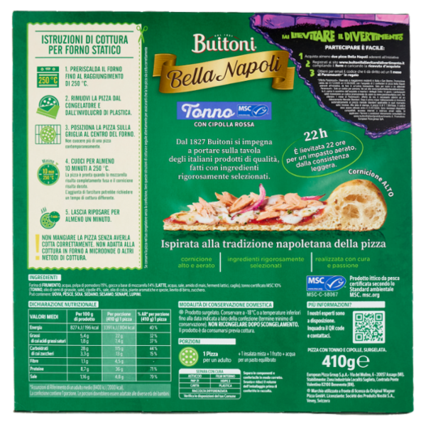 Buitoni Bella Napoli Tonno Pizza surgelata 410g