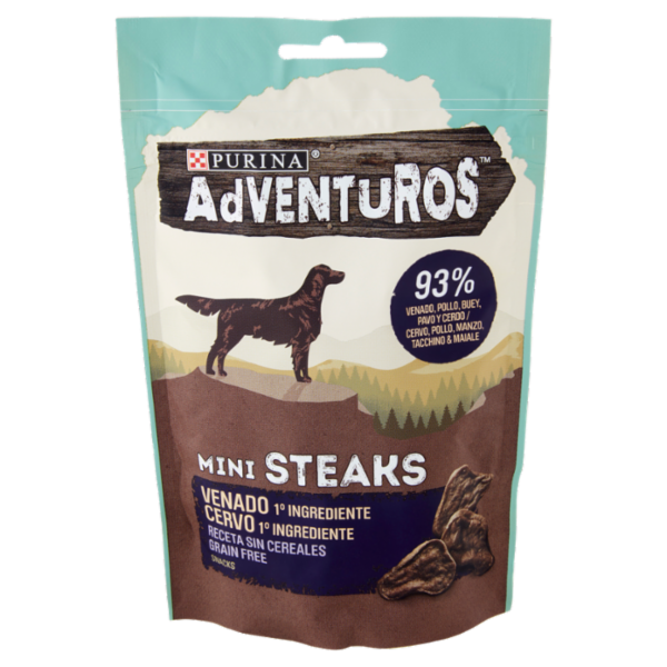 PURINA ADVENTUROS Mini Steaks Cervo, Pollo, Manzo, Tacchino & Maiale 70 g