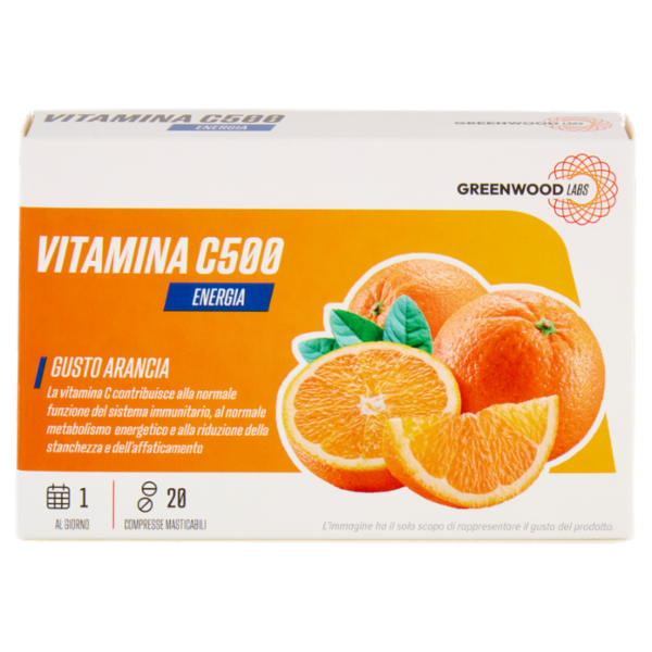 Greenwood Labs Vitamina C500 Energia 20 Compresse Masticabili 24 g