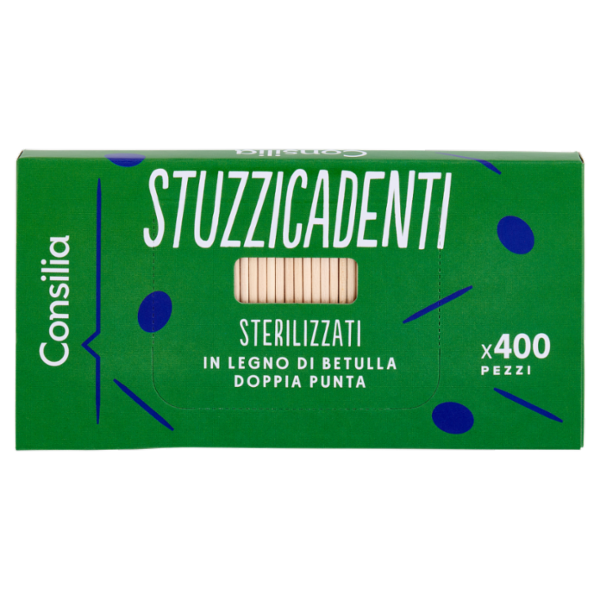 Consilia Stuzzicadenti Doppia Punta in Betulla Sterilizzati 400 pezzi