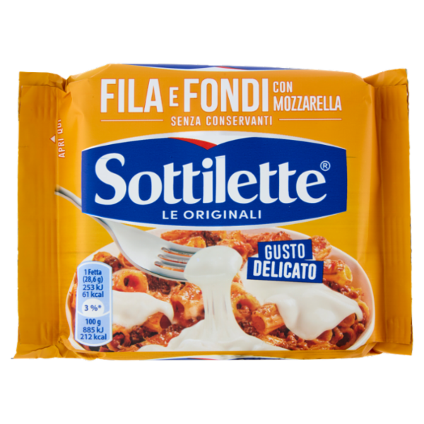 Sottilette Fila e Fondi con mozzarella - formaggio fuso a fette - 200 g