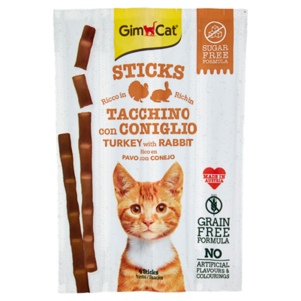 GimCat Sticks Ricco in Tacchino con Coniglio 4 Sticks 20 g