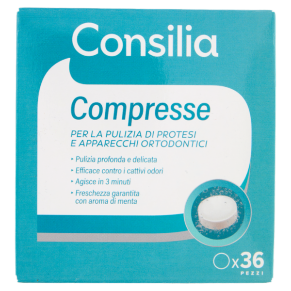 Consilia Compresse per la Pulizia di Protesi e Apparecchi Ortodontici 36 pezzi
