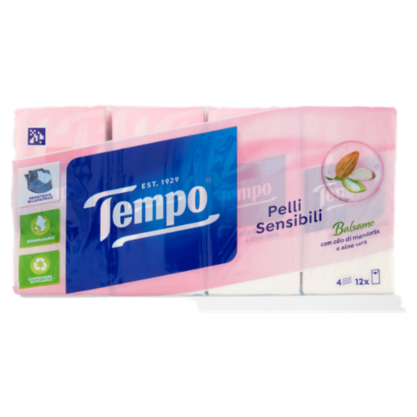 Tempo Pelli Sensibili Fazzoletti 4 veli 12 pz
