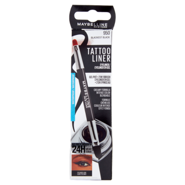 Maybelline New York Tattoo Liner Gel Pot Black + 2 in 1 Brush