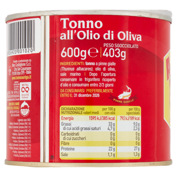Auriga Tonno all'Olio di Oliva 600 g